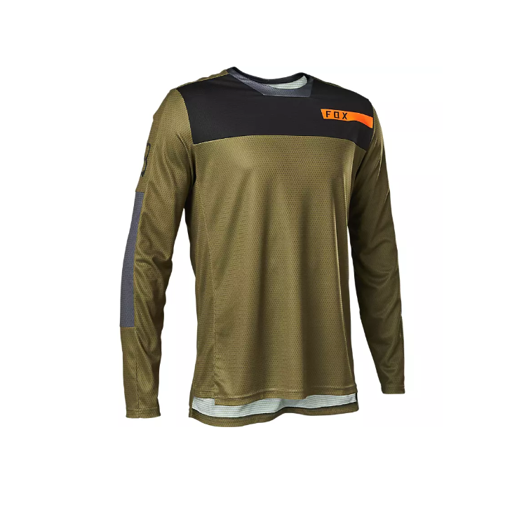 maillot fox manche longue defend ls jersey moth olive large