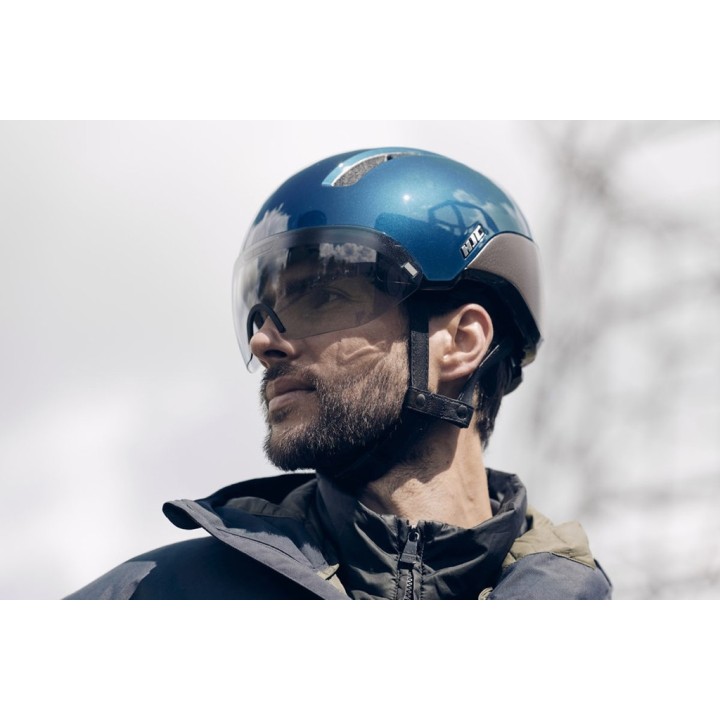 Casque velo urbain standard Hjc CALIDO PLUS Metal Navy Brown - Bleu marine