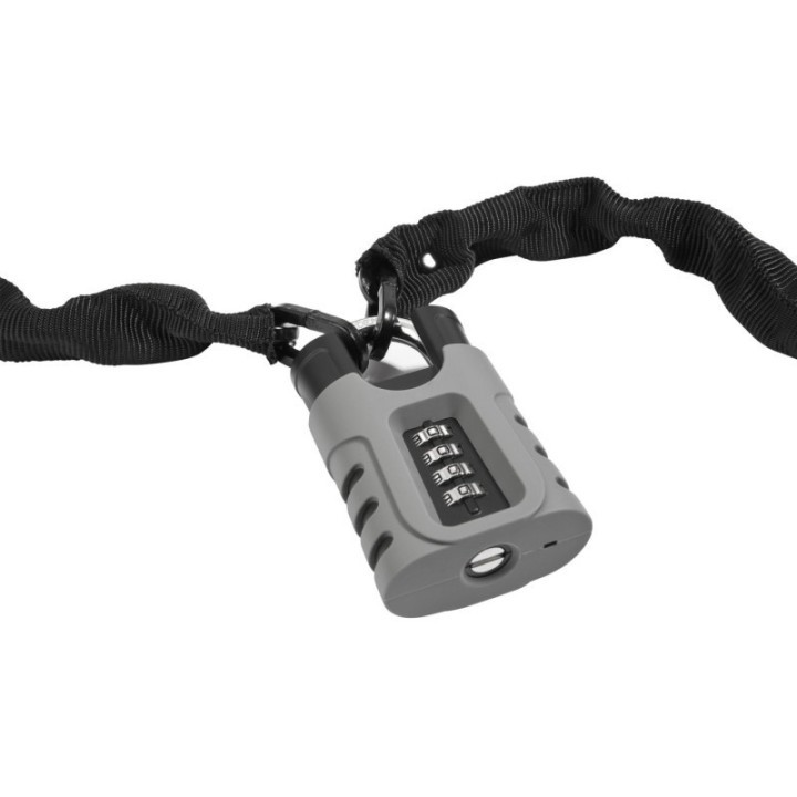 Verrou robuste 5x5 mm avec chaine nylon et verrou à combinaison