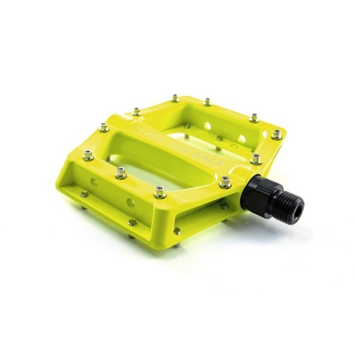 Pédales plates en aluminium léger avec axe CrMo et pins non glissants