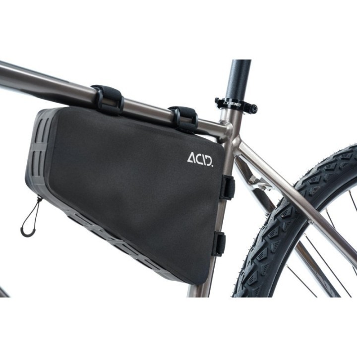 Bag de vélo L'ACID Frame Bag PRO 2, compartiment zip et logo réfléchissant