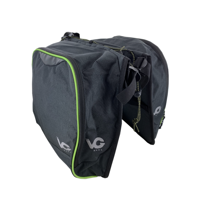 Sacoche double VG pour porte-bagages  - (2x 9L) [Noir/Vert]